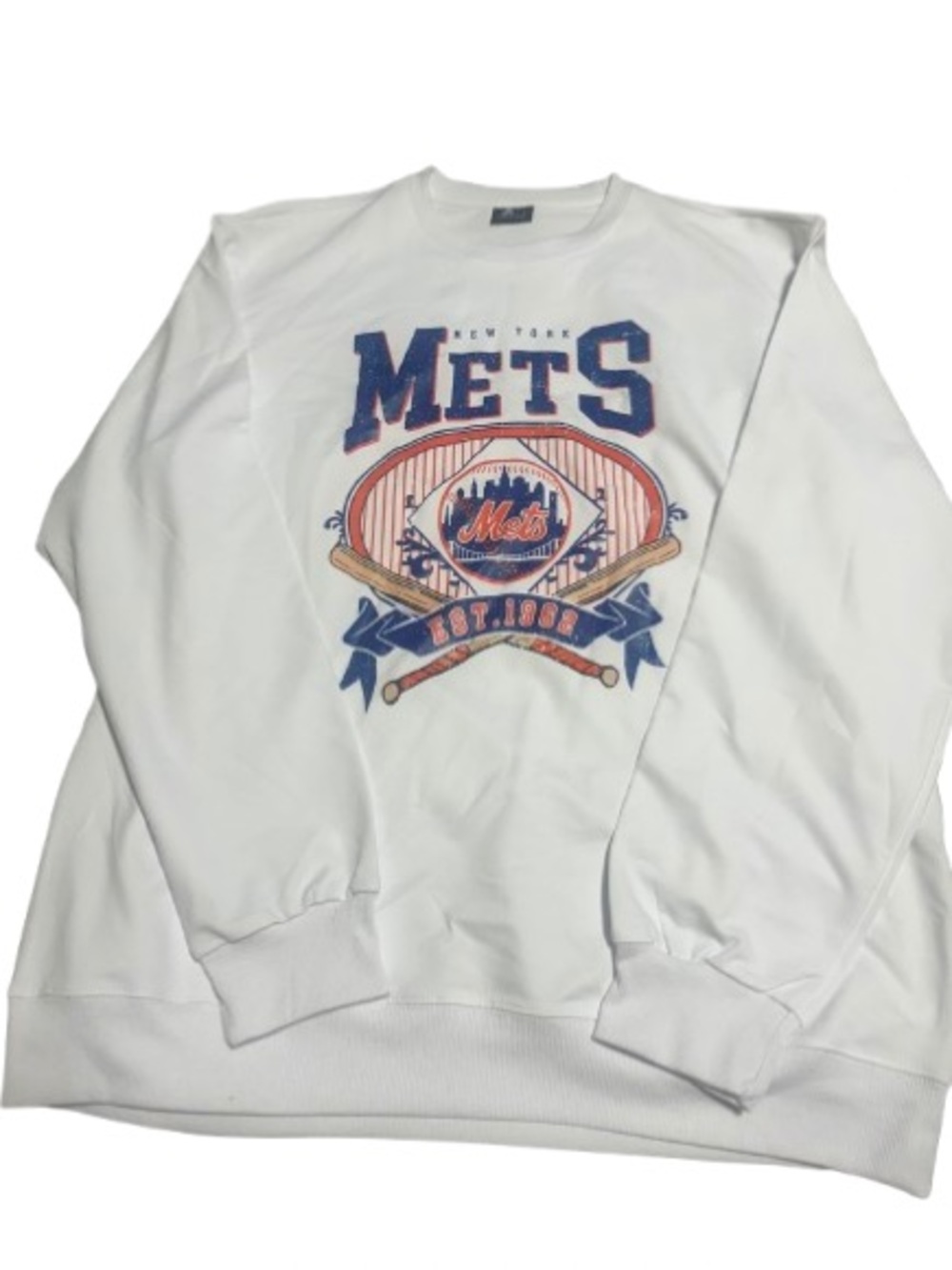 New York Mets White Crewneck Sweatshirt - Team Logo